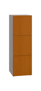 DOMINIT 33 úložná skříň 3-boxová, 1367x450x400 mm, korpus šedý, dvířka třešeň šumavská
